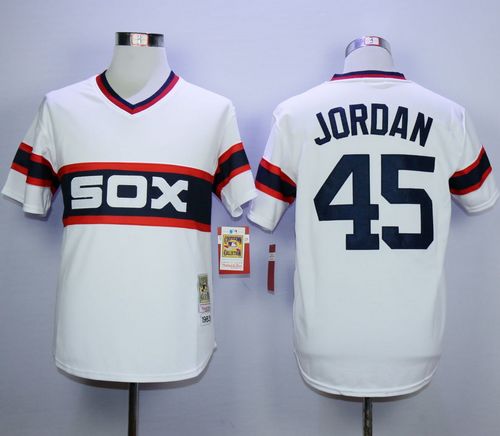 Mitchell And Ness 1983 White Sox #45 Michael Jordan White Throwback Stitched MLB Jersey - Click Image to Close
